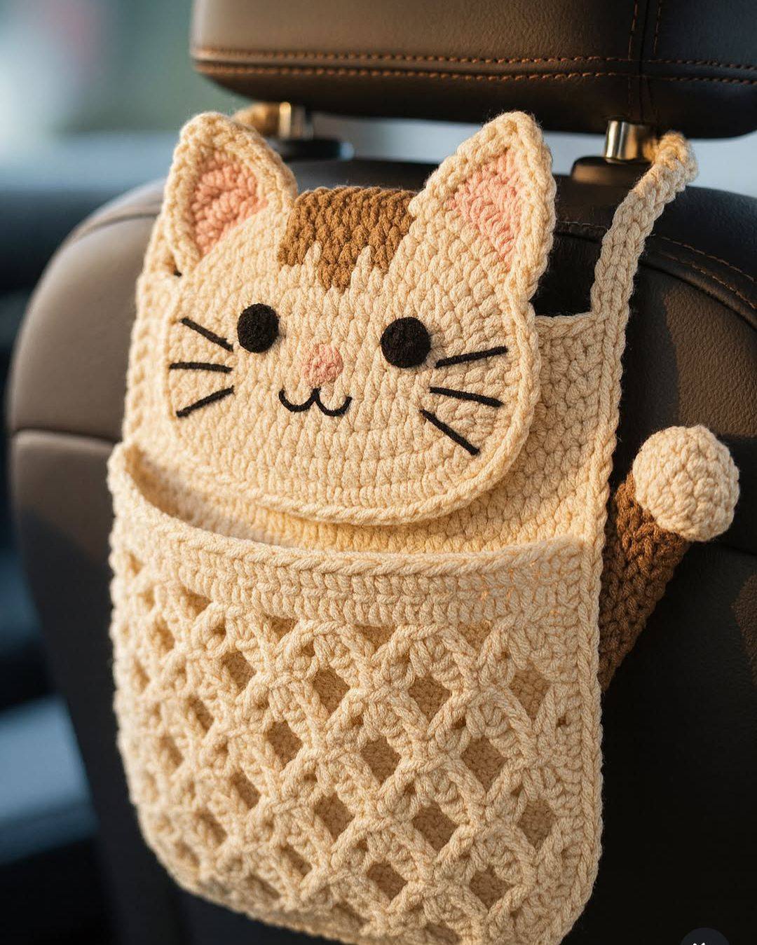 Crochet Cat Car Organizer Pattern - harmonythreads.dicasdorei.com