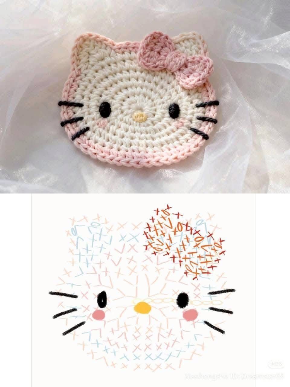 Crochet Hello Kitty Applique Pattern
